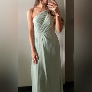 Azazie Sage Green One Shoulder Dress